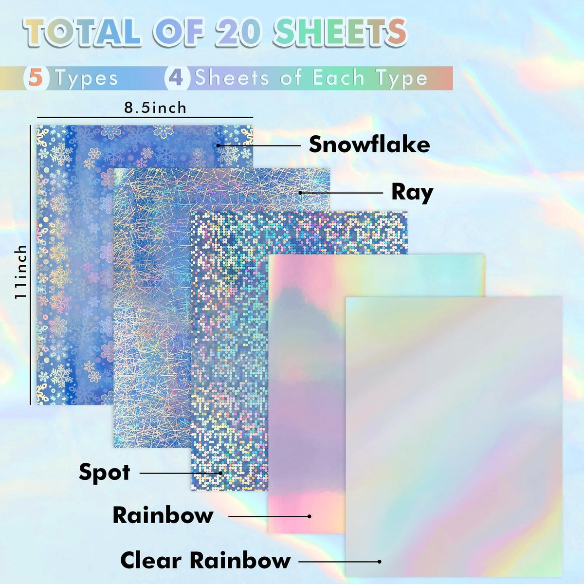 Koala Printable Holographic Vinyl Sticker Paper for Inkjet (No Part Numbers)
