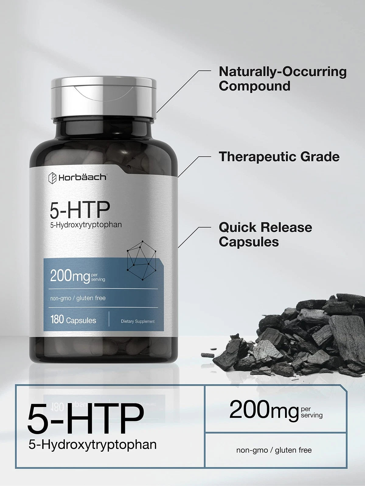5HTP 200mg Supplement for Horbäach (180 Capsules)