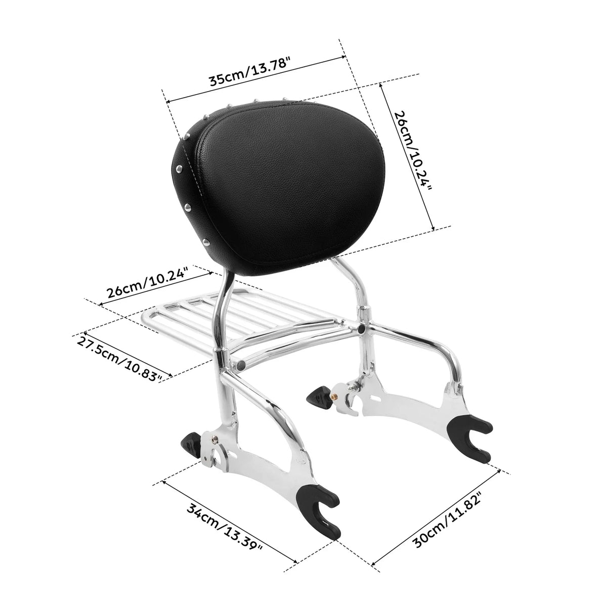 Chrome 12" Backrest Sissy Bar Luggage Rack for Indian Chief Dark Horse (2014–2018)