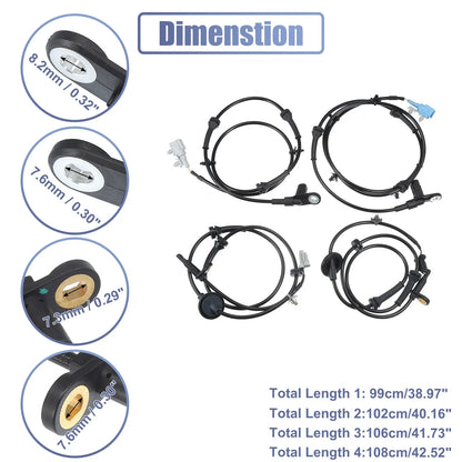 Set of 2 ABS Wheel Speed Sensors for Nissan (781913533662)