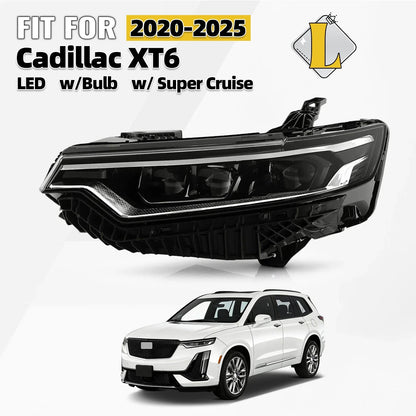 LED Projector Headlight for Cadillac XT6 (2020–2025) LH, Super Cruise