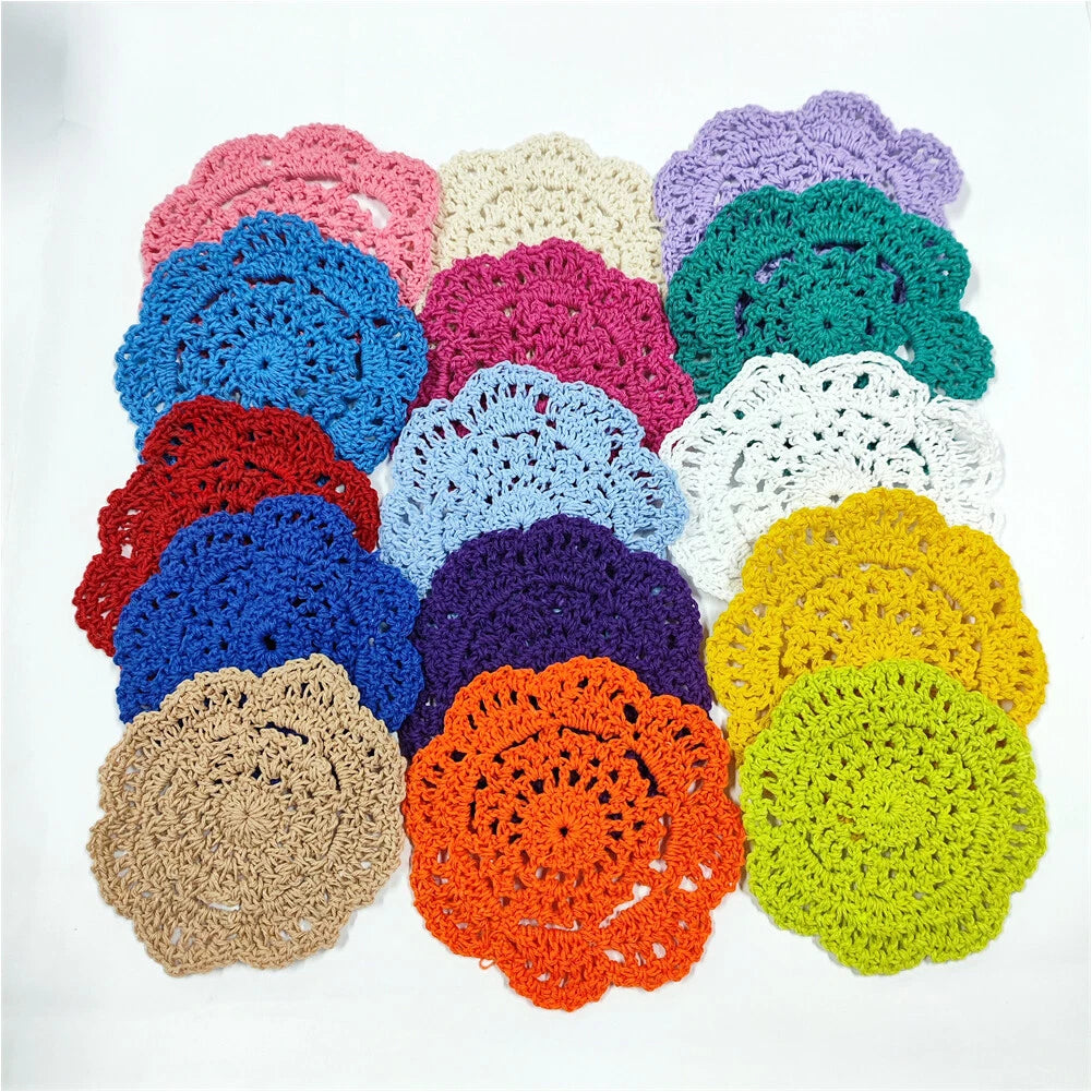 15Pcs 4" Round Crochet Lace Doilies Coaster Set