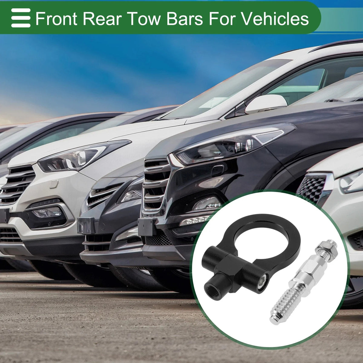 Front Rear Tow Hook Set for Ford Focus (1998–2025) 15.6mm Aluminum Alloy Black