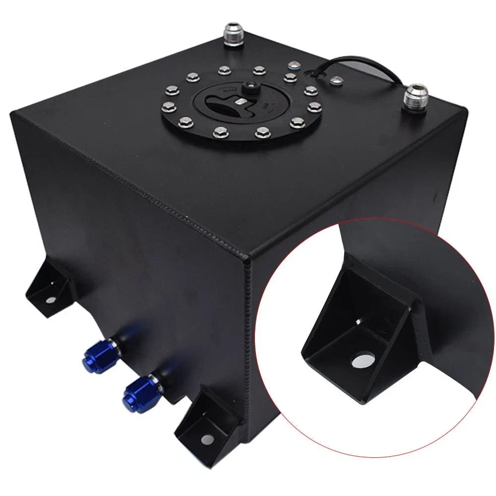 5 Gallon Coated Black Aluminum Fuel Cell Gas Tank & Level Sender for Racing/Drifting