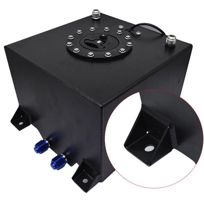 5 Gallon Coated Black Aluminum Fuel Cell Gas Tank & Level Sender for Racing/Drifting