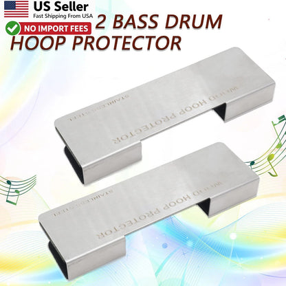 2 Pack Bass Drum Hoop Protector Stainless Steel Rim Guard 3.93x1.18 In
