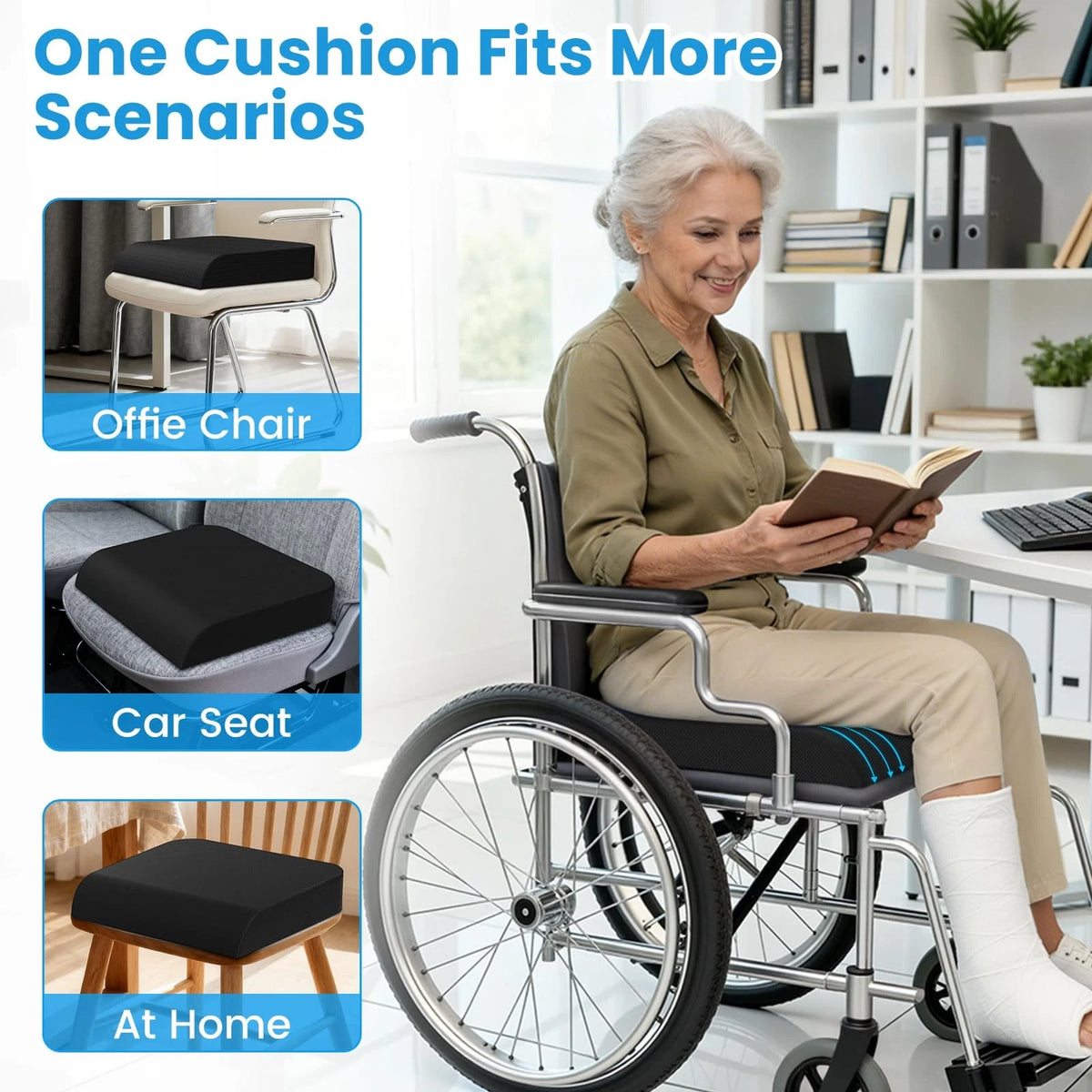 Cooling Gel Memory Foam Wheelchair Seat Cushion for Pressure Relief
