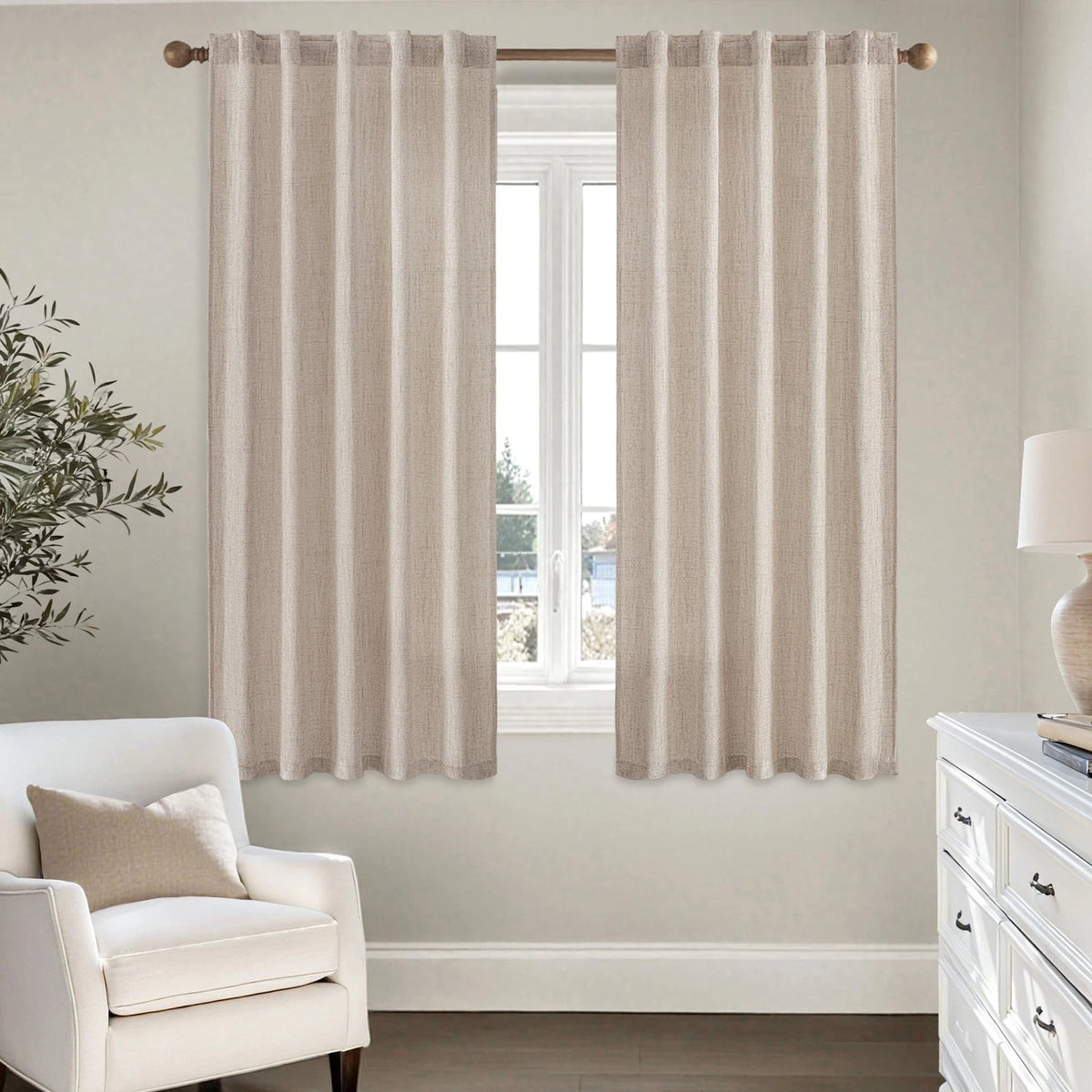 Pack of 2 Faux Linen Curtains 42"W x 63"L for Home Decor
