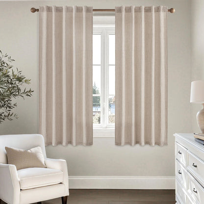 Pack of 2 Faux Linen Curtains 42"W x 63"L for Home Decor