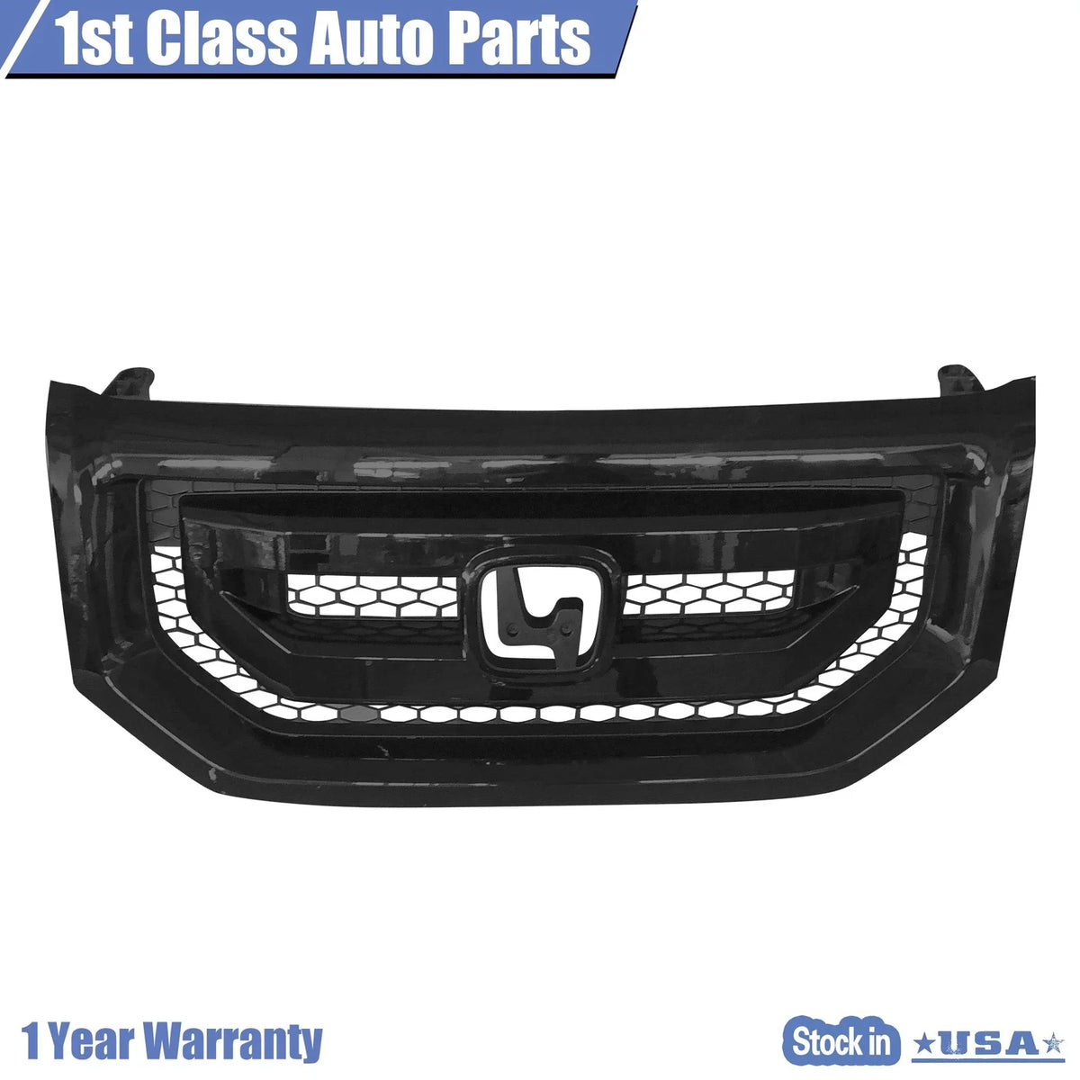 Front Bumper Upper Grille for Honda Pilot (2009–2011) All Black