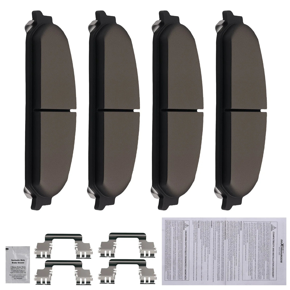 Set of 4 Front Ceramic Brake Pads for Chrysler 200 (2013–2014) 300 (2005–2019)