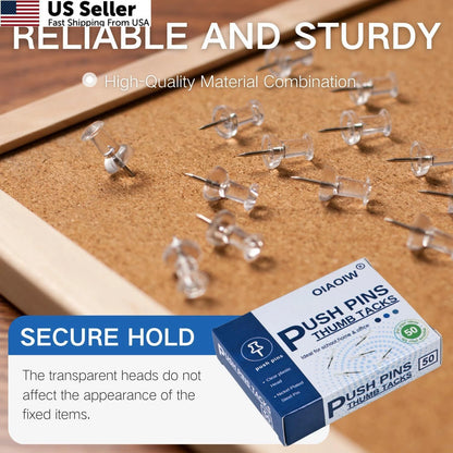 300pcs Clear Push Pins for Bulletin Boards (1 inch x 0.32 inches)