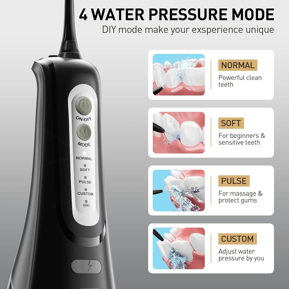 Cordless Water Flosser for Dental Oral Care (Travel Teeth Cleaner)