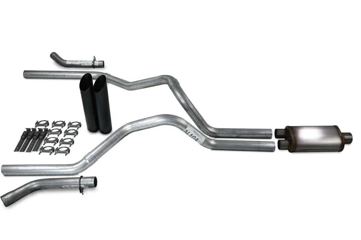 Dual Exhaust Kit for Ford F-150 (1987–1997) Stainless Muffler Black Tip
