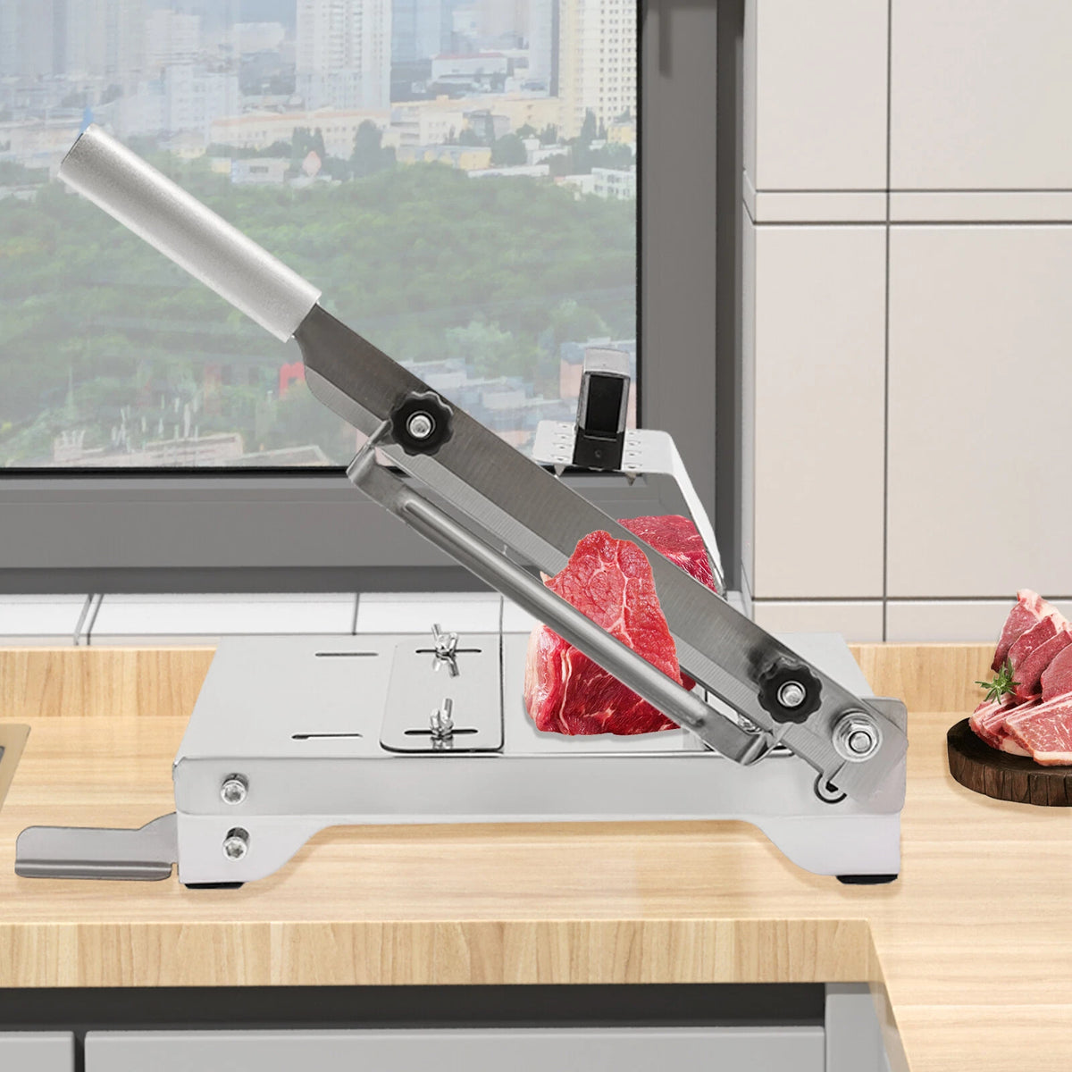 Stainless Steel Manual Meat Slicer for Frozen Meat and Beef Bones