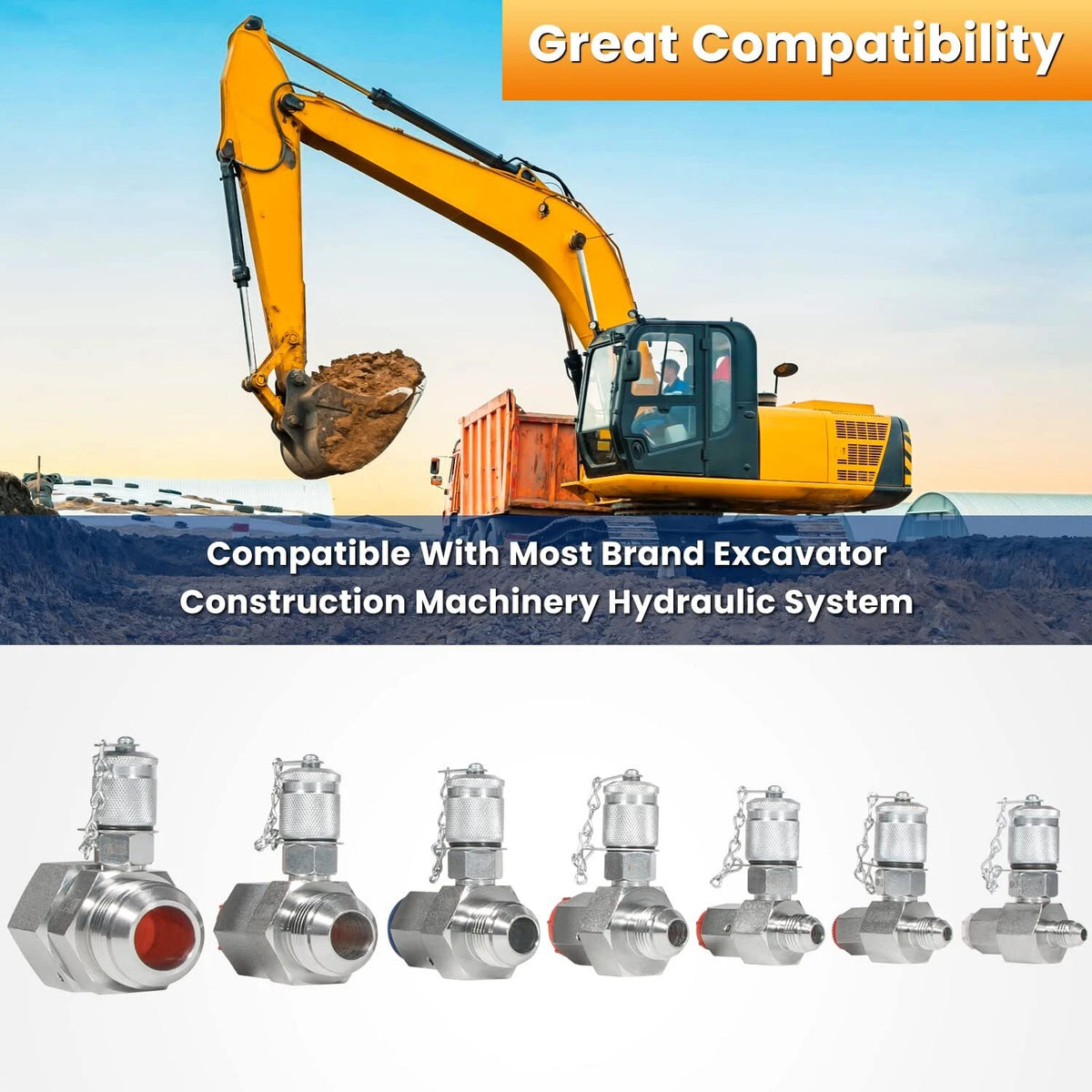 7 Pack JIC37 Hydraulic Tester Tee Connector Coupling for Excavator