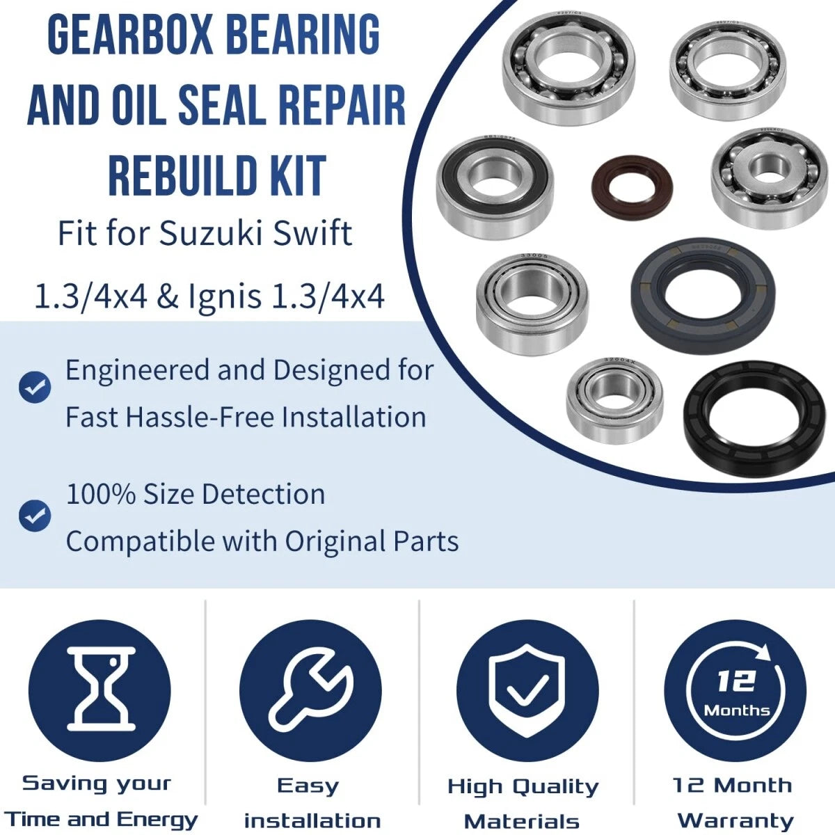 Gearbox Bearing & Oil Seal Repair Kit for Suzuki Swift Ignis (1.3/4x4)