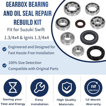 Gearbox Bearing & Oil Seal Repair Kit for Suzuki Swift Ignis (1.3/4x4)