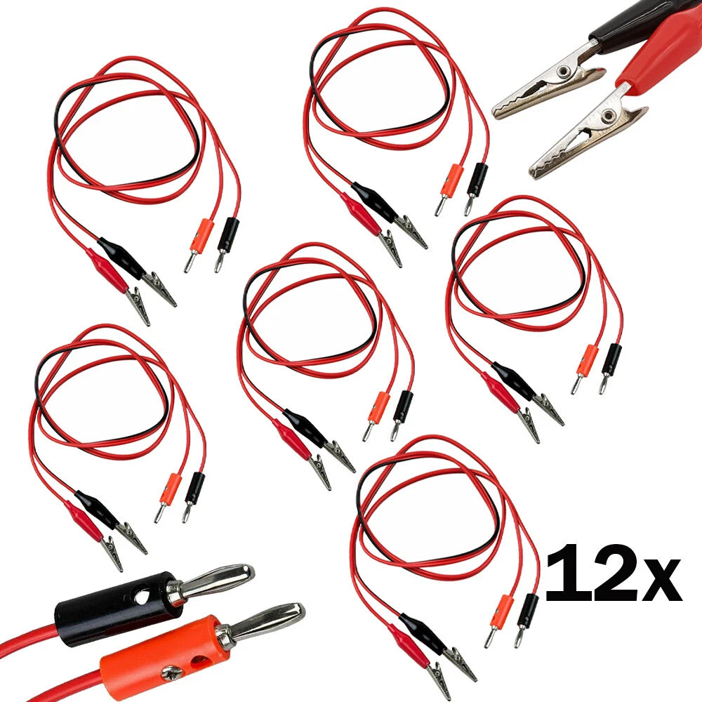 12pc Double Ended Crocodile Clip Electric Test Cable Connector