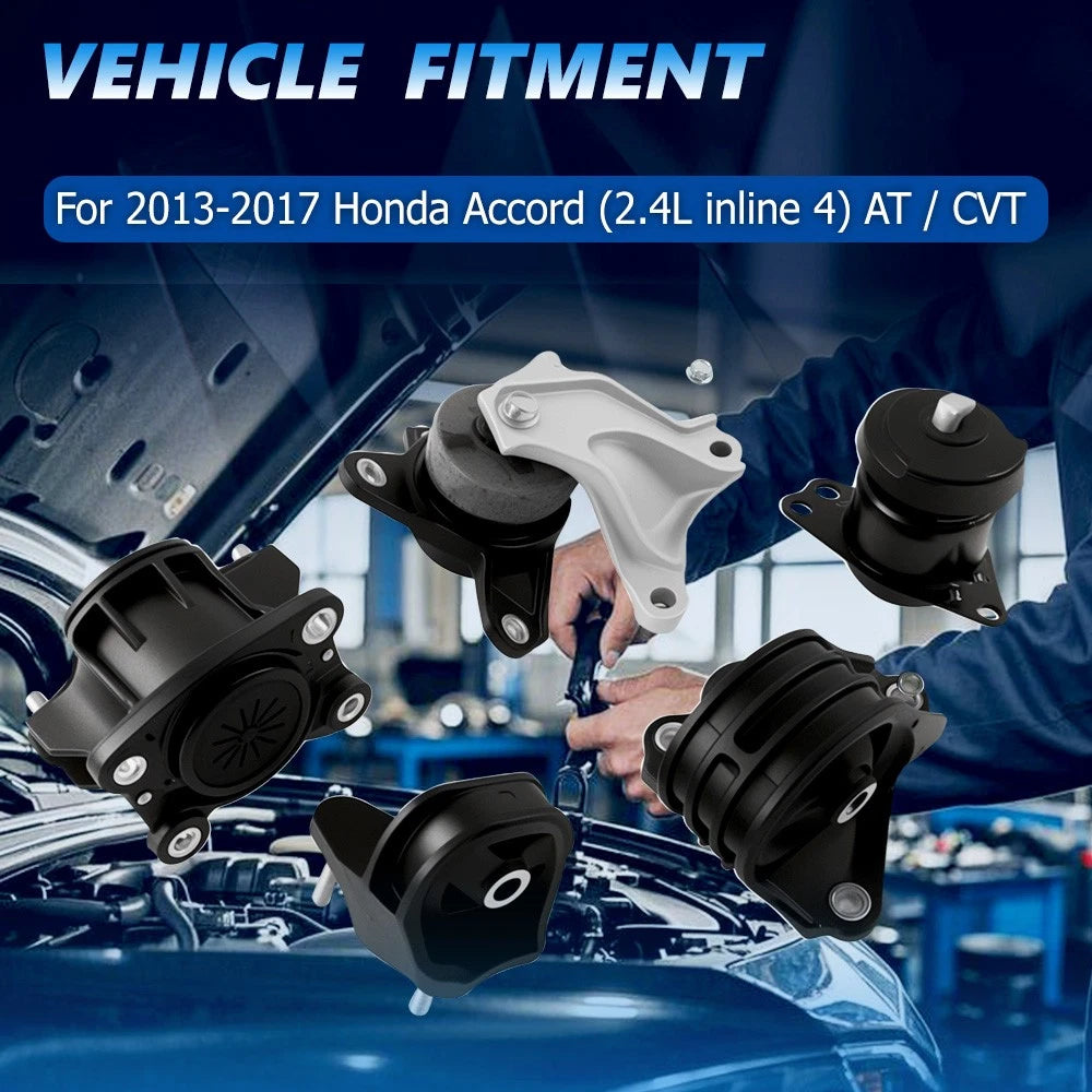5X Engine Motor Mount Set for Honda Accord (2013–2017) 2.4L AT CVT - 50810T2FA01, 50820T2FA01, 50830T2FA01, 50850T2FA21, 50870T2FA02