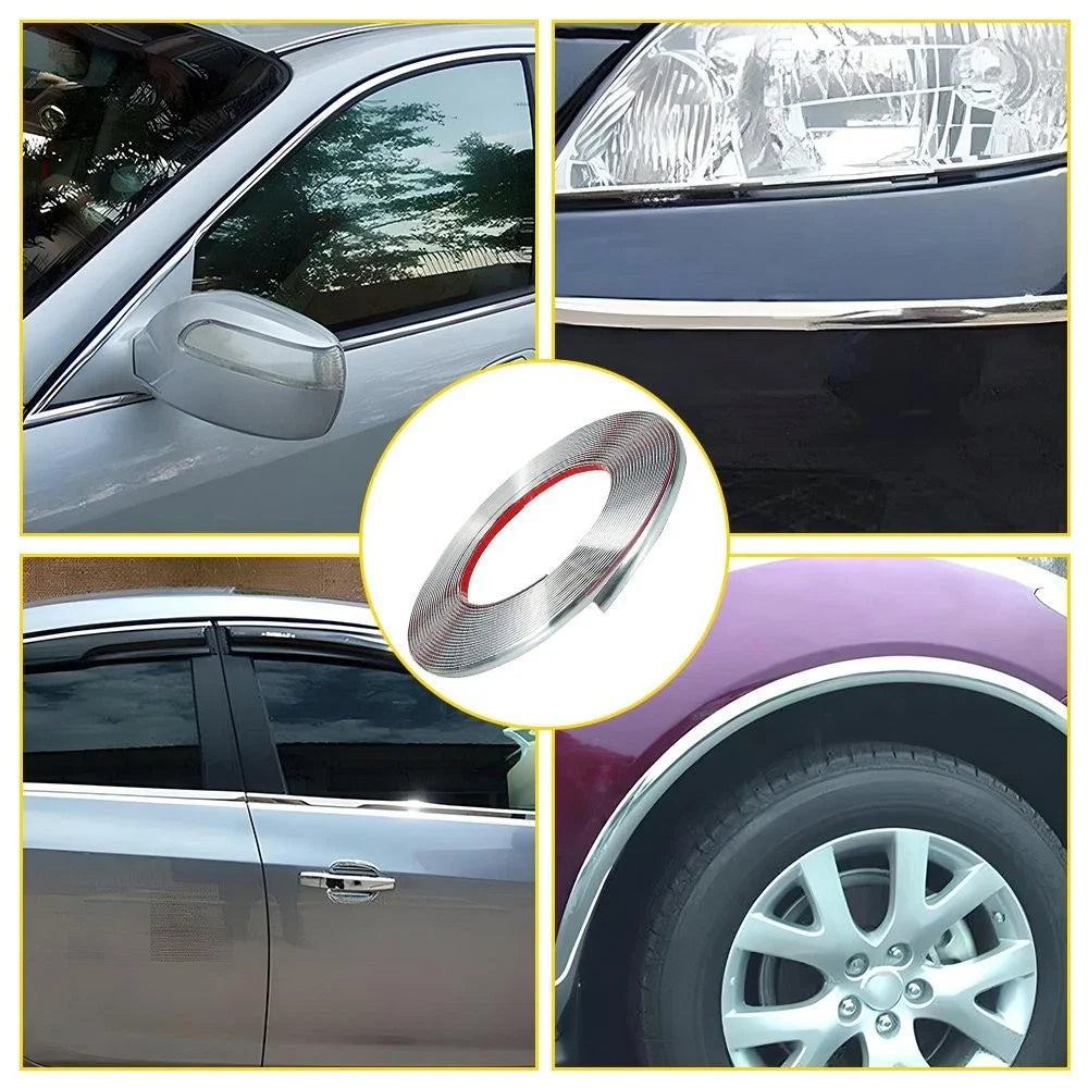 Chrome Molding Trim for Universal Fit Automotive Trunk Side Bumper (0.8cm)