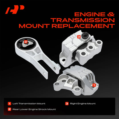 3X Engine Shock & Trans Mount for Jeep Compass Renegade (2017–2021) 68278029AB, 68278029AC, 68363755AA
