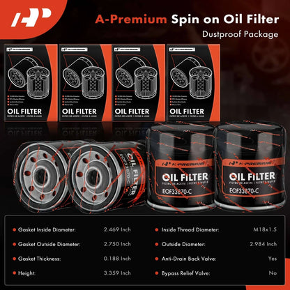 Set of 4 Engine Oil Filters for Jeep Cherokee (1984–1986) Suzuki Forenza (2004–2008)