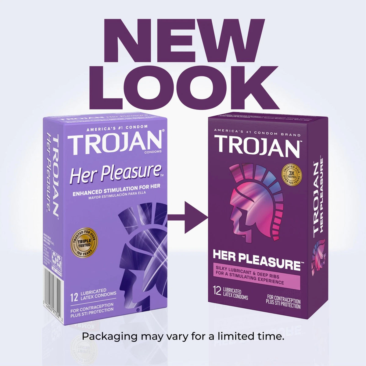 12X Latex Lubricated Condoms for Trojan Her Pleasure (Pack of 1)
