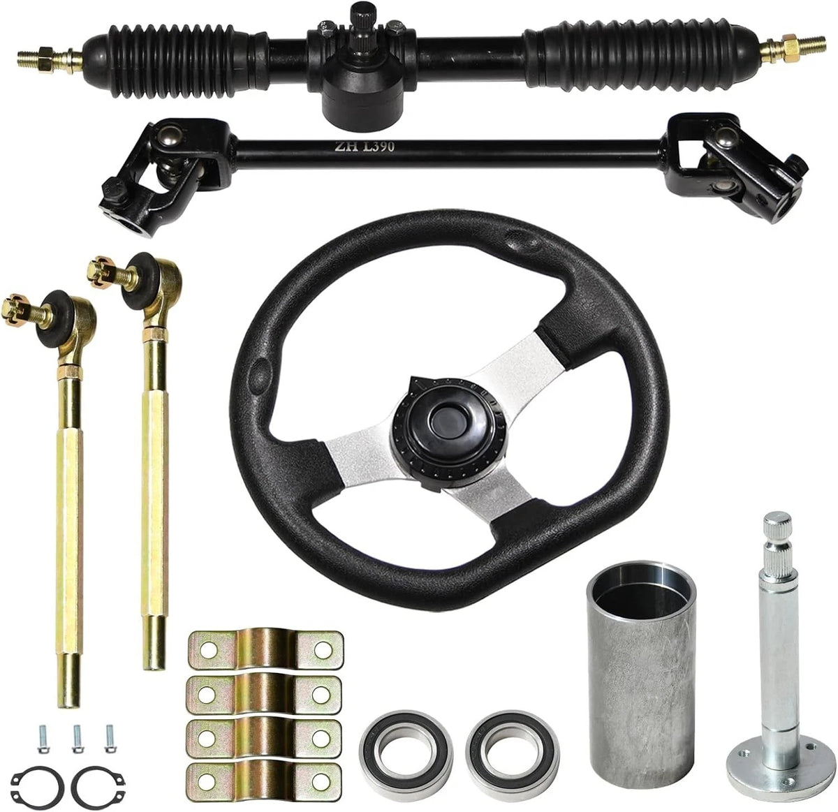 Steering Kit for Go Kart (390mm Shaft, 440mm Rack, 270mm Wheel)