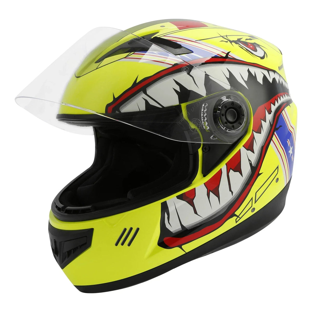 Youth Full Face Motorcycle Helmet DOT Shark Yellow for Kids M-XXL
