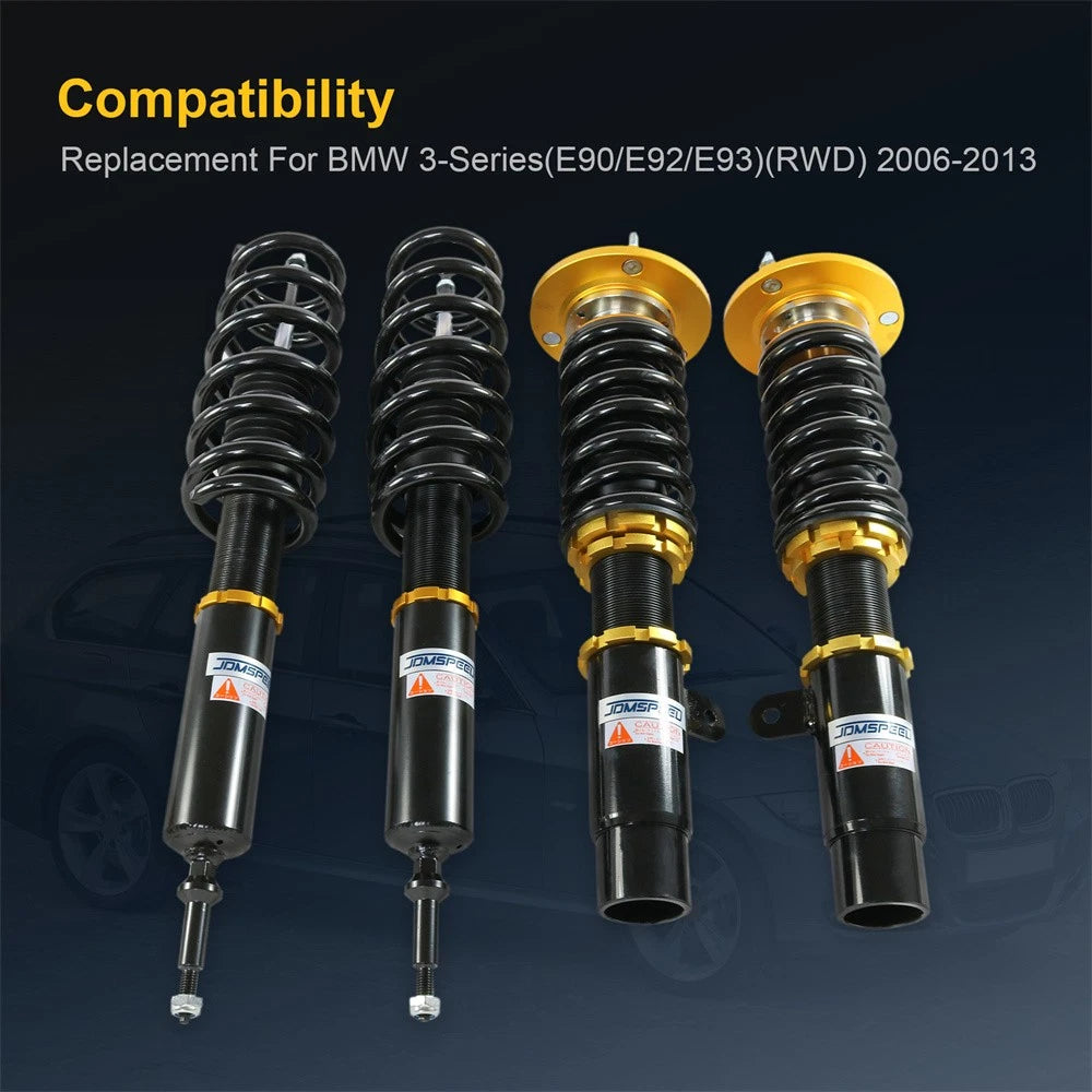 Set of 4 Adjustable Height Coilovers for BMW 3-Series E90 E91 (2006–2013) 12M143050M0506, 885316, 885317, 663308