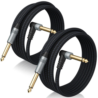 2X Guitar Cable 10 FT 1/4 Inch Braid Black Grey