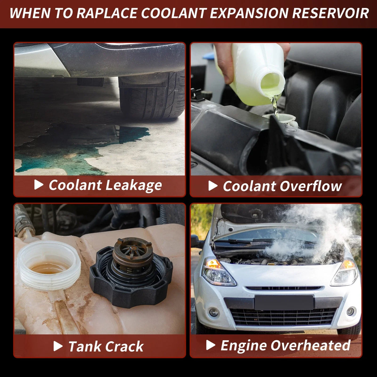 Coolant Expansion Reservoir Tank w/Cap for Toyota RAV4 (2006–2018) 164700V010