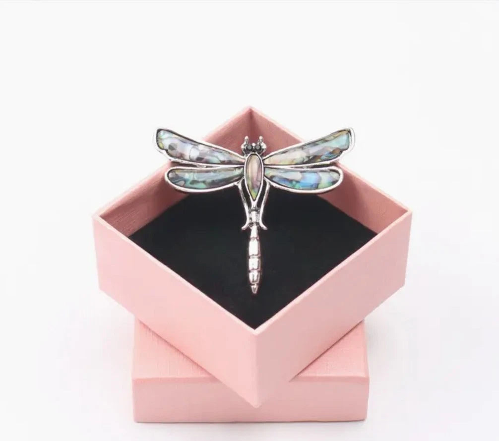 Vintage Dragonfly Alloy Brooch Pin Necklace for Abalone (Valentines Day)