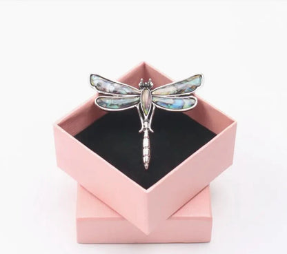 Vintage Dragonfly Alloy Brooch Pin Necklace for Abalone (Valentines Day)