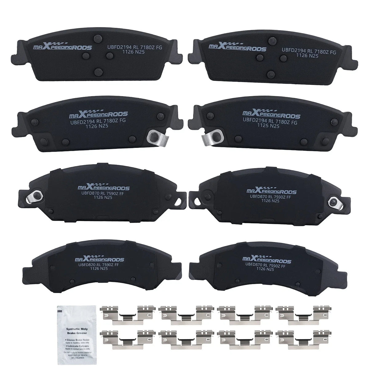 8pcs Ceramic Brake Pads Set for GMC Yukon XL (2015–2020) D1092 D1707