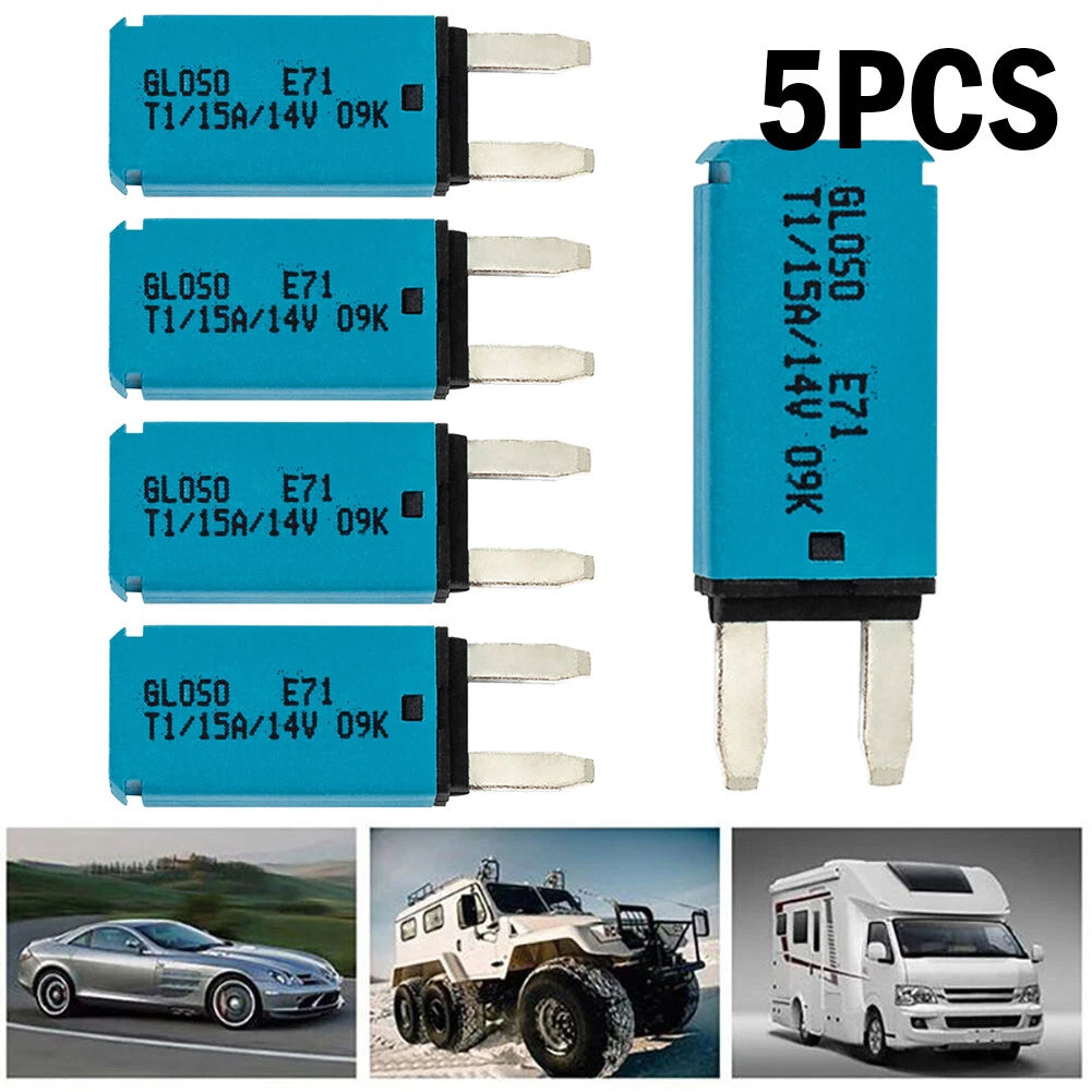 5PC Mini ATM Manual Reset Circuit Breaker Blade Fuse for Car Boat Truck 12V-24V