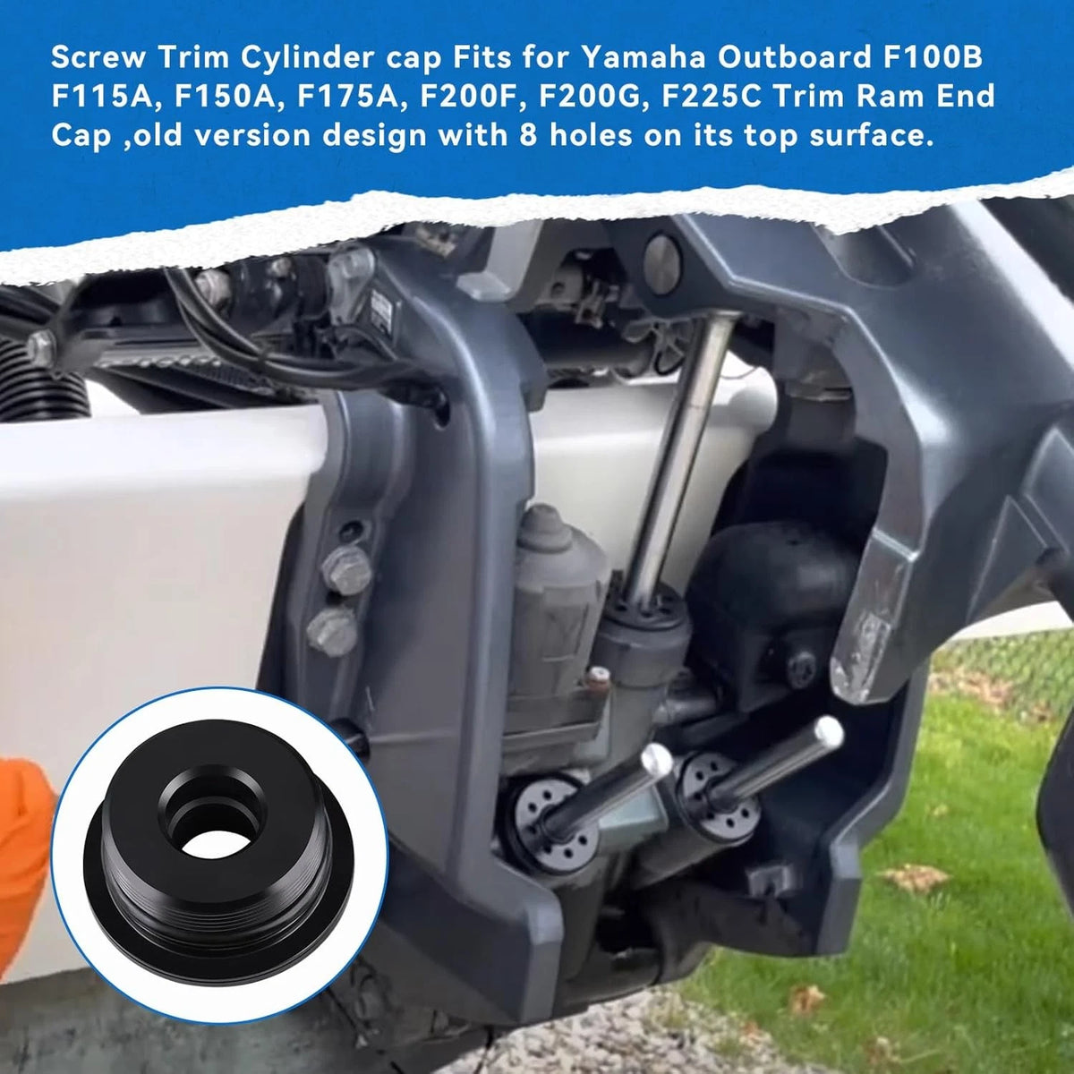 1x Screw Trim Cylinder Cap for Yamaha Outboard 115-225HP (1993–Present) 64E-43821-05, 48630-96J01