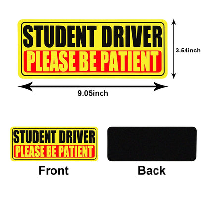 3X Student Driver Magnet for Car - Please Be Patient, Yellow and Red