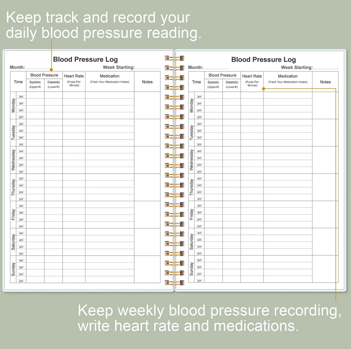 Blood Pressure Log Book for Daily Monitoring (Green)