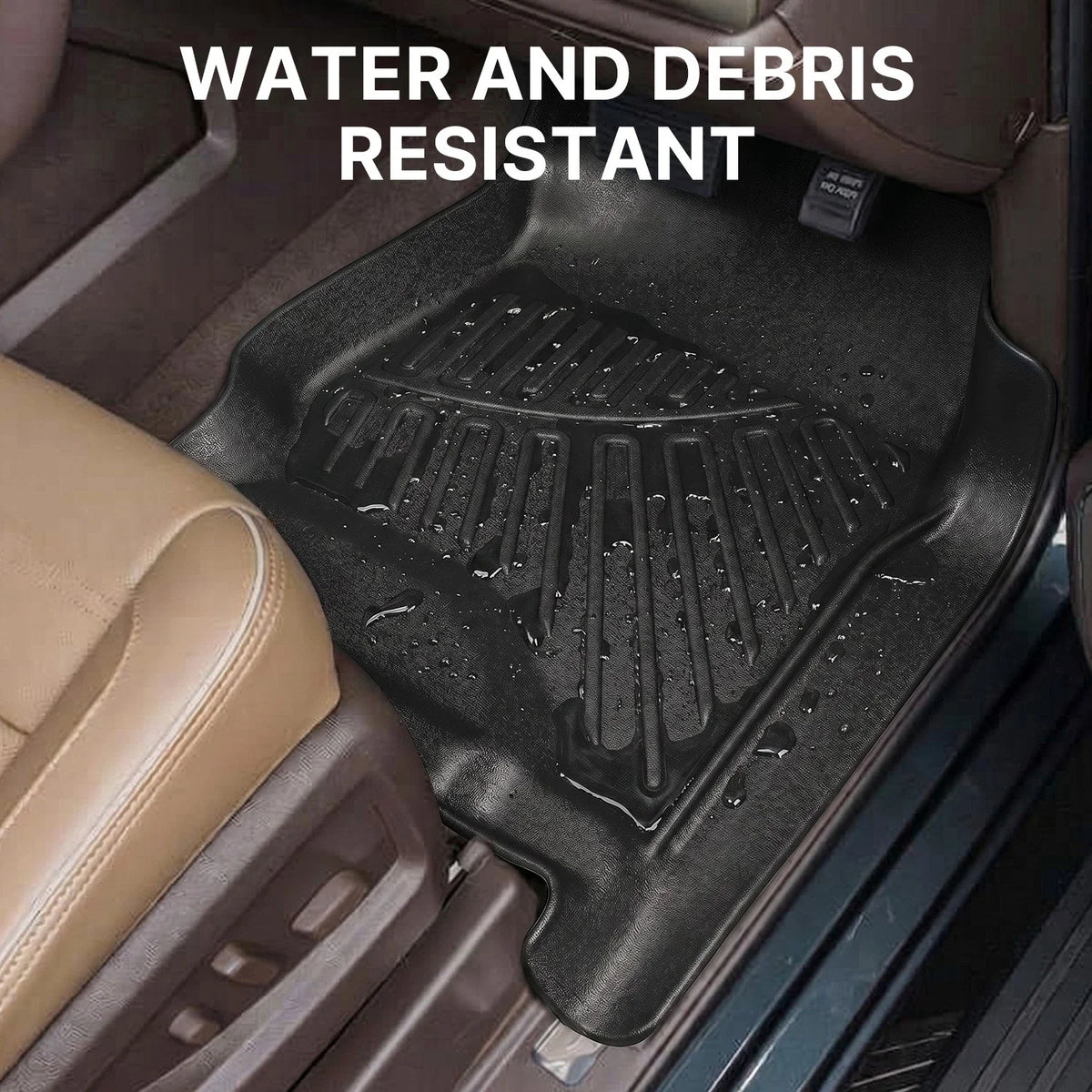 Set of 2 Front + Rear Floor Mats Liners for Chevy Tahoe / GMC Yukon (2015–2020) TPE Black
