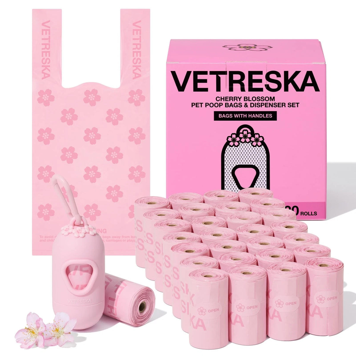 450 Count Heavy-Duty Leak-Proof Dog Poop Bags with Easy Tie Handles