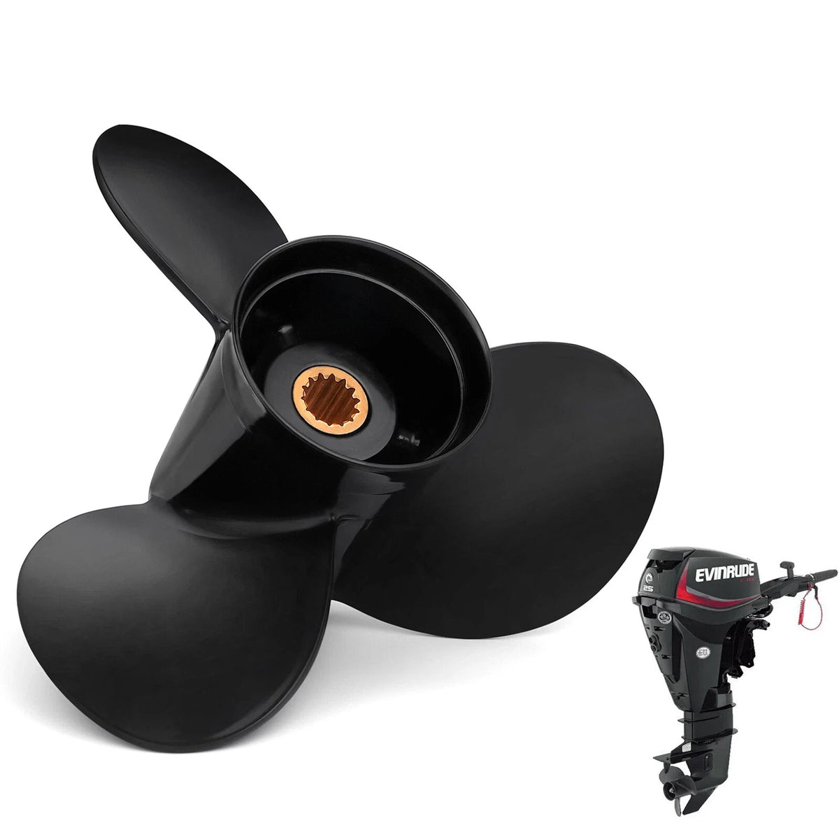 10.3 x 13 Boat Propeller for Evinrude 15-35 HP (14 Spline, 778863, RH)