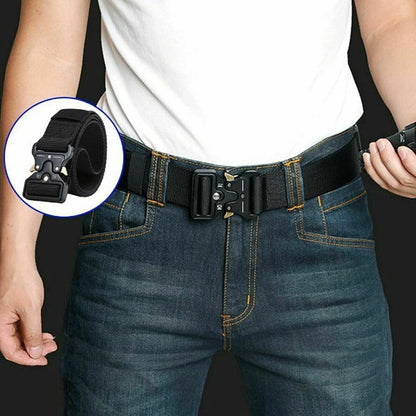 Adjustable Tactical Army Belt for Men - Quick Release Pants Waistband
