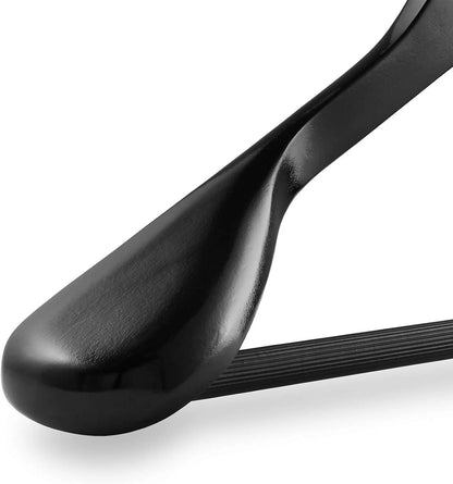 Set of 6 Black Wide Shoulder Wooden Suit Hangers for