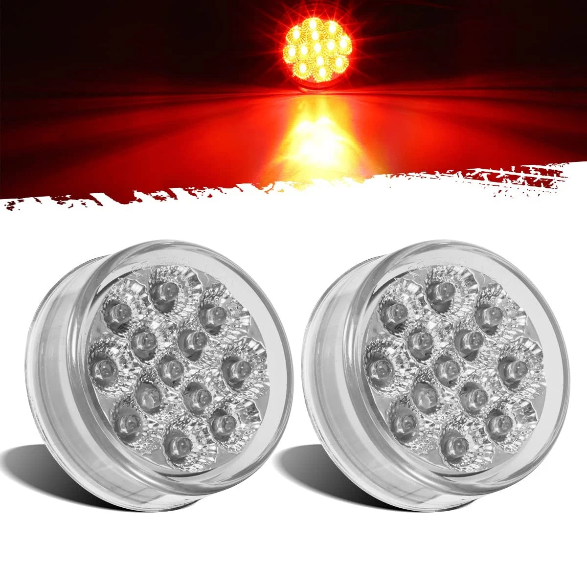 2X Mini-Reflex Red Clear Lens Side Indicators for
