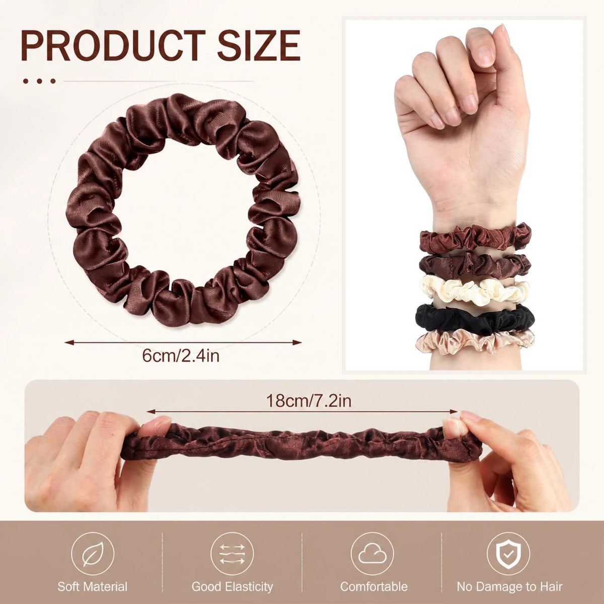 45 Pcs Silk Satin Scrunchies for Various Hair Types (No Specific Part Numbers)