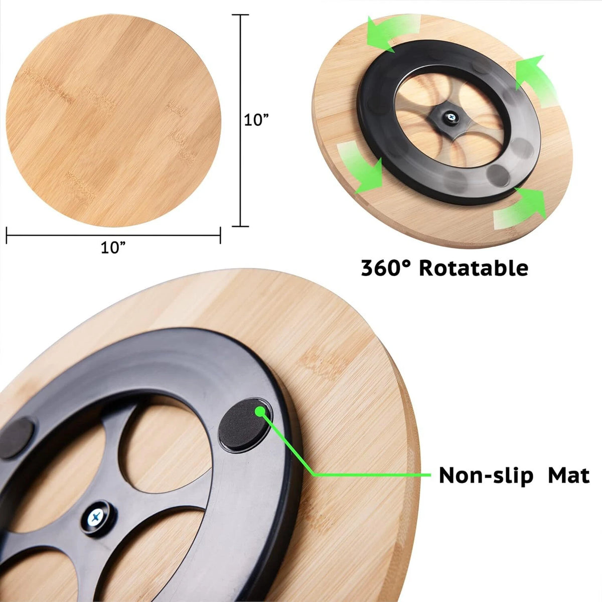 10 Inch Bamboo Lazy Susan Organizer for Kitchen Cabinet Table