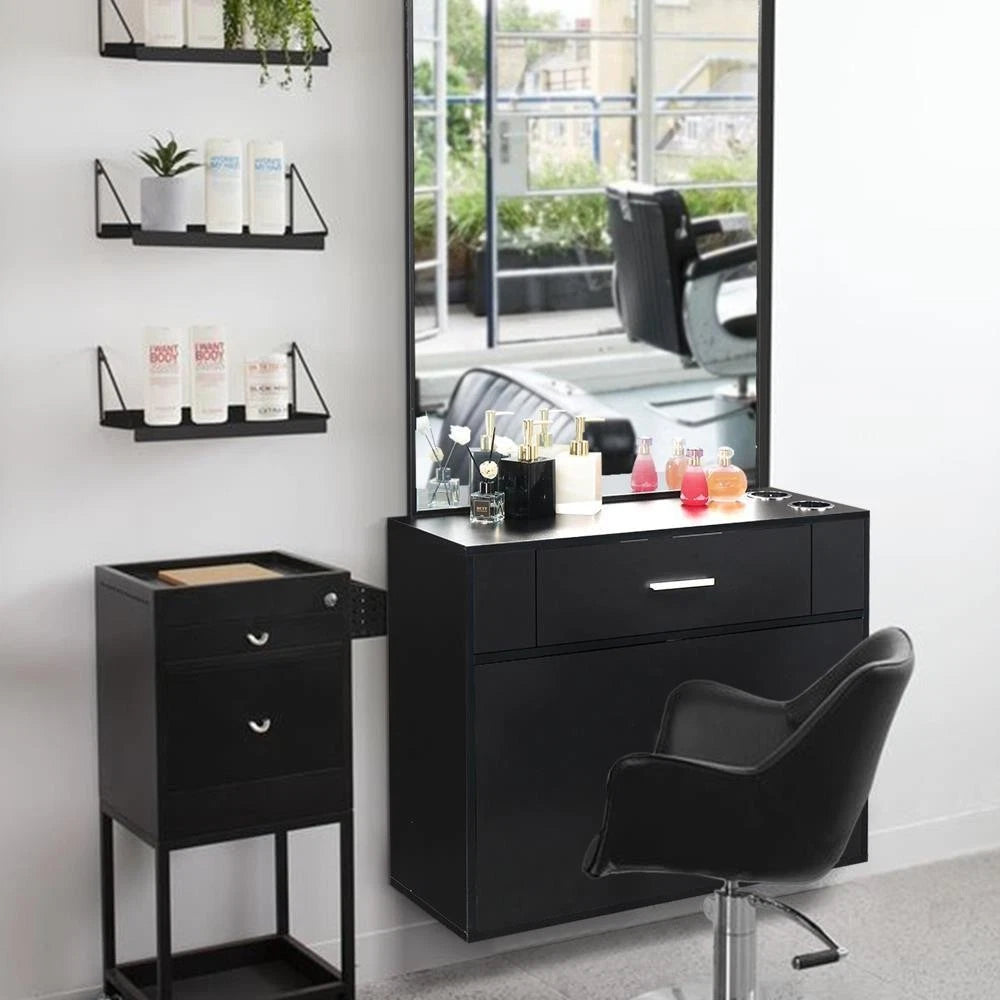 Wall Mount Hair Styling Station with Mirror for Barber Salon