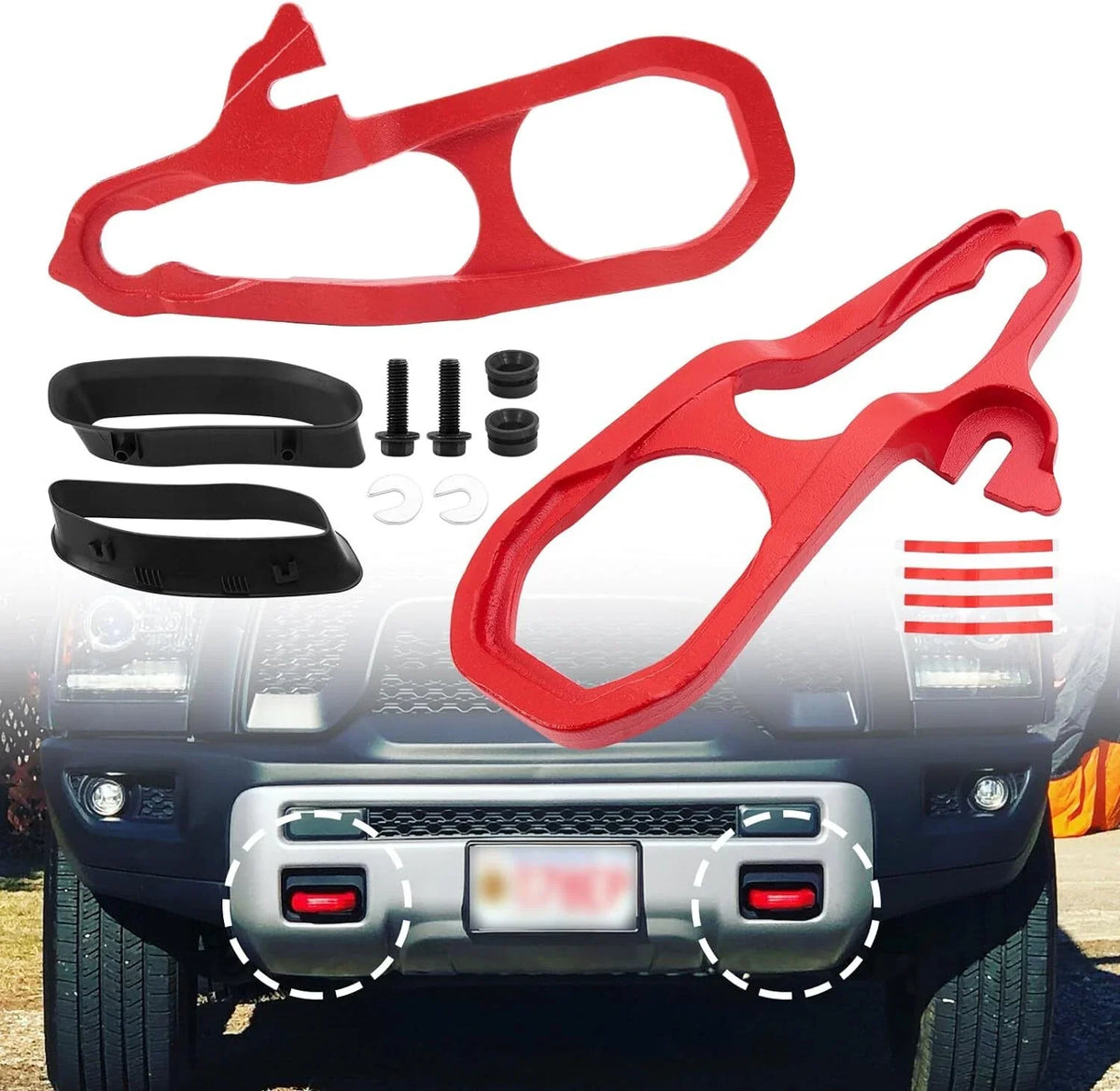 Set of 2 Heavy Duty Front Tow Hooks w/ Hardware for Dodge Ram 1500 (2019–2022)